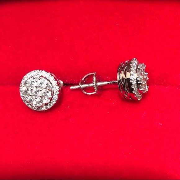 Authentic Natural Diamonds Halo Earrings - Picture 2 of 3
